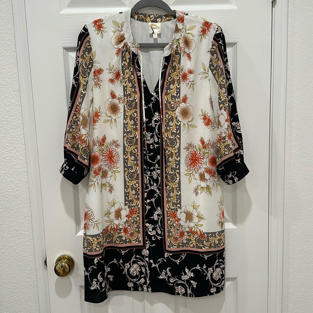 Tapestry Floral Womens Midi Dress